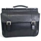 Manhattan Leather Portfolio "Rod, White and Blue" Briefcase in Black