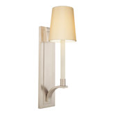 Curva One Light Wall Sconce with White Silk Shantung Shade in Satin Nickel