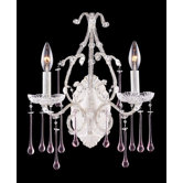 Opulence  Candle Wall Sconce in Antique White and Rose Crystal