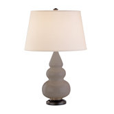 Small Triple Gourd Accent Lamp in Smokey Taupe with Bronze Base