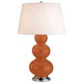 Triple Gourd Table Lamp in Pumpkin with Antique Silver Base