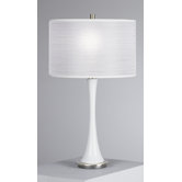 Kate Small Table Lamp in White Glass with White Pleated Organza Shade