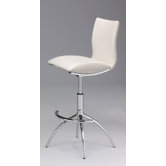 26" - 30.5" Leatherette Swivel Barstool with Gas Lift in White