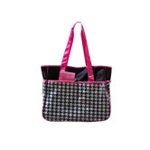 Houndstooth Square Tote in Black and White