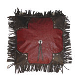 Cheyenne Scalloped Faux Tooled Pillow with grommet in Red