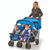 Quad 4 Passenger Tandem Dual Folding Canopy Stroller