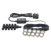 Ikon 3cm Round White LED Outdoor Recessed Decking Light Kit in Polished Stainless Steel