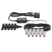 Ikon 1.5cm Round White LED Outdoor Recessed Decking Light Kit in Polished Stainless Steel