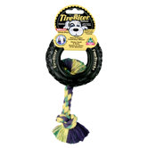 Tire Biter Paw Track with Rope Dog Toy in Black