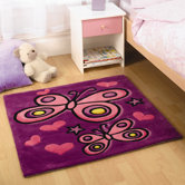 Kiddy Play Butterfly Purple Kids Square Rug