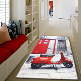 Matrix Themes Vacation Grey/Red Novelty Rug
