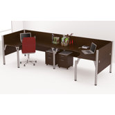 Pro-Biz Double Back-to-Back L-Desk Workstation With 2 Melamine Privacy Panels