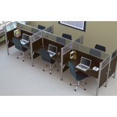 Pro-Biz Six-Straight Desk Workstation With 4 Melamine Privacy Panels