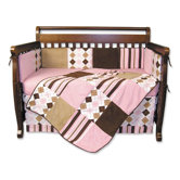 Prep School Pink 4 Piece Crib Bedding Set & FREE  Picture Frame Set