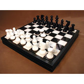Alabaster Chest Chess Set in Black / White