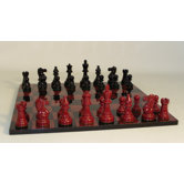 Lacquer Classic Chess Set in Black / Red