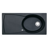 Ellipse Single Bowl Inset Sink and Drainer in Volcanic Black