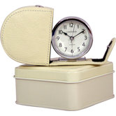 Fold Away Alarm with Genuine Leather Cream Case