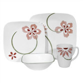 Square Pretty Pink 16 Piece Dinnerware Set
