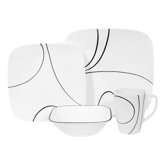 Square Simple Lines 16 Piece Dinnerware Set