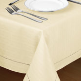 Hem Stitch Tablecloth in Cream