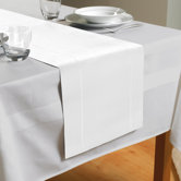 Hem Stitch Table Runner in White