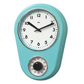 Retro Kitchen Timer Wall Clock in Turquoise