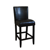 Faux Leather Barstool in Black