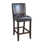 Faux Leather Seat High Barstool in Brown