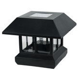 Solar Post Light with White LED and Clear Lens in Black