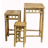 3 Piece Square Nesting Bamboo Stool Set