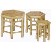 Natural Bamboo 3 Piece Nesting Stools Set
