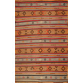 Kilim Brown / Red Striped Rug