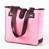 Colored Vachetta Small Open Tab Tote in Pink/Caf&eacute;