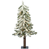 Flocked Alpine 24" Artificial Christmas Tree with Clear Lights