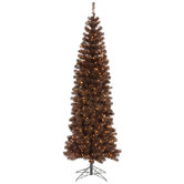 7.5' Artificial Pencil Christmas Tree with Clear Lights in Mocha