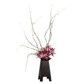 Floral Artificial Potted Fuji Mum and Willow in Green