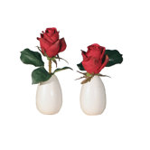 Floral Artificial Potted Rose Buds in Red (Set of 2)
