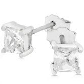 Sterling Silver Princess-Cut Cubic Zirconia Mini Stud Earrings