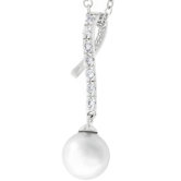 White Faux Pearl and Cubic Zirconia Necklace