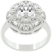 White Gold Bonded Metal Queen Mary Cubic Zirconia Ring