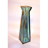 Coloured Glass 45cm Pyramid Vase in Blue
