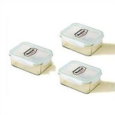 Go Green Glasslock 3-Piece 37-oz.. Rectangular Food Storage Container Set