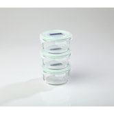 Go Green Glasslock 3-Piece 14-oz.. Round Food Storage Container Set