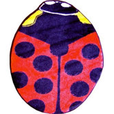 Fun Shape High Pile Ladybug Kids Rug