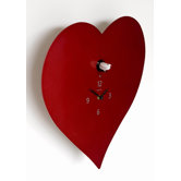 Cuckoo Heart Wall Clock in Red metallic