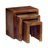 Cube Sheesham Nest of Three Tables