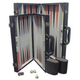 Backgammon Game Set with Black Leatherette Case
