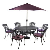 Oval Cast Aluminium 6 Seater Dining Set with cushions