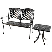 Cast Bench and Side Table Set